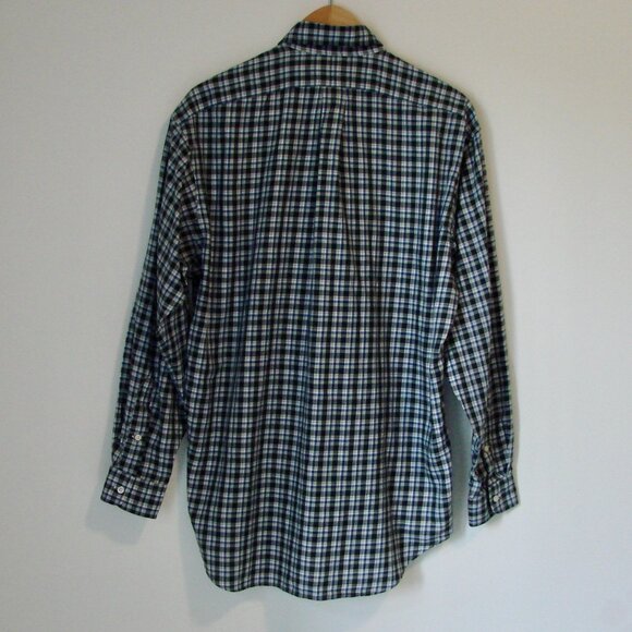Ralph Lauren Blue Label Pony Black Blue Plaid Shirt Blake Size Medium - Picture 8 of 13